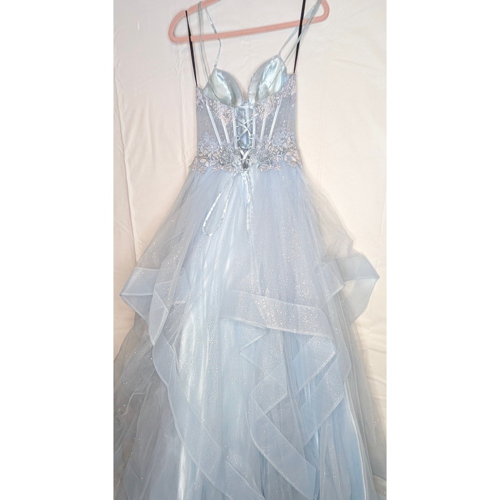 Light Blue Prom Dress‎ Corset Back Embroidered Princess Formal Ball Gown Size 6 - Picture 16 of 16